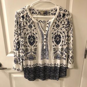 Lucky Brand 3/4 sleeve Boho style top